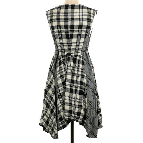 Free People Land Lines Plaid XS Grey White Black Dress - Picture 3 of 5